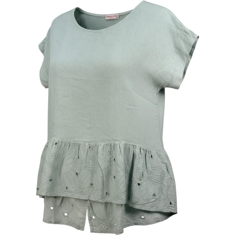 Terzo Millennio Blouse Peplum Linen Cotton Eyelet‎ M Sage Green Lagenlook Top